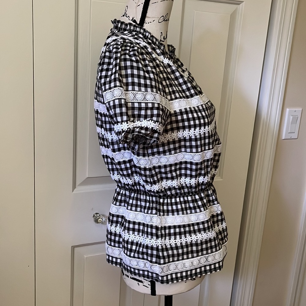 J. Crew Daisy Chain peplum gingham blouse XS/Sm - Picture 4 of 9
